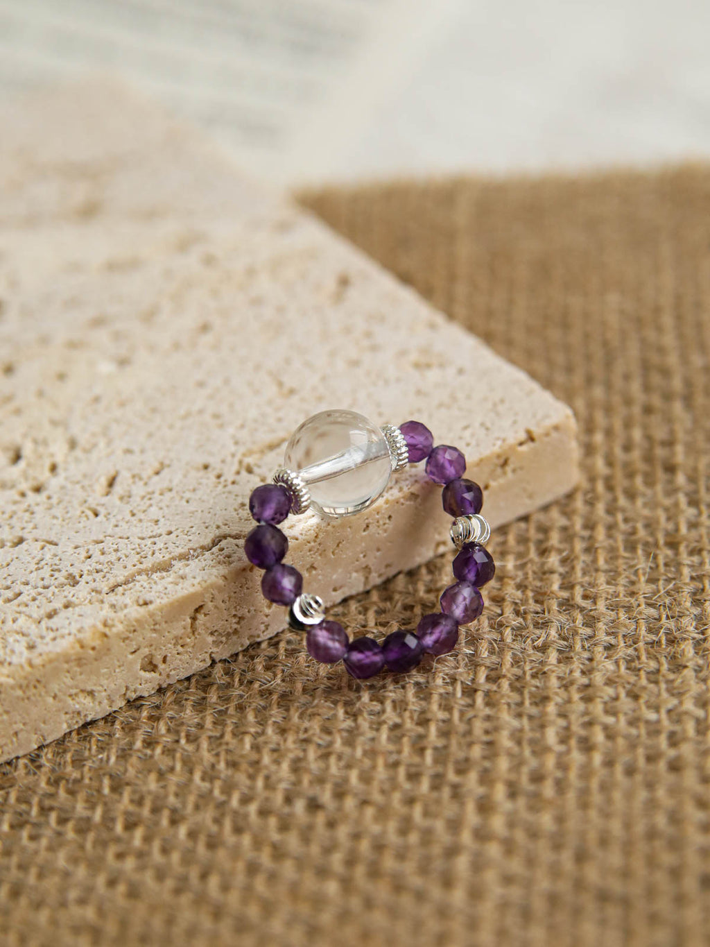Halo Ring — Quartz with Moonstone or Amethyst
