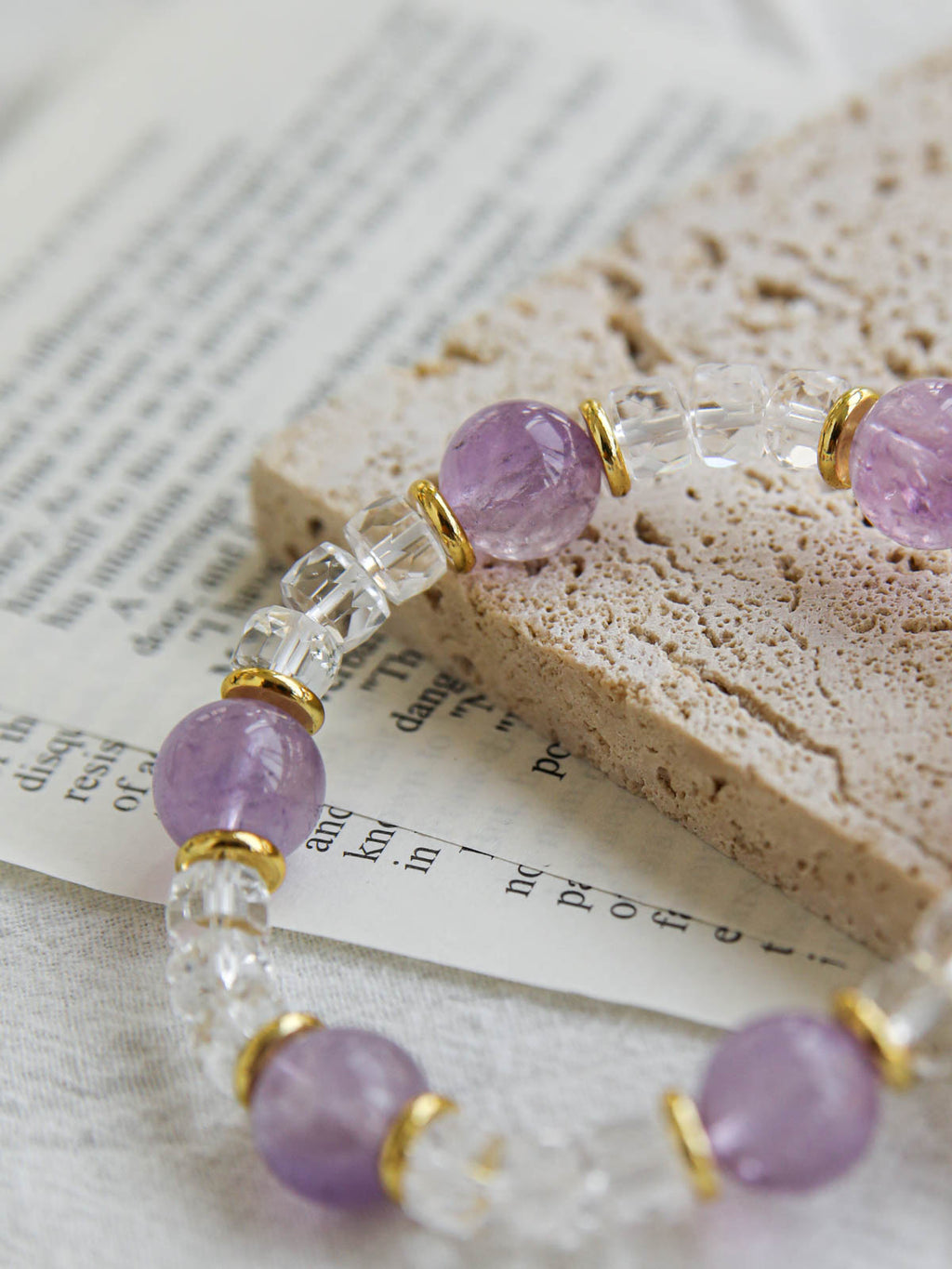 Amethyst & Clear Quartz Light Bracelet