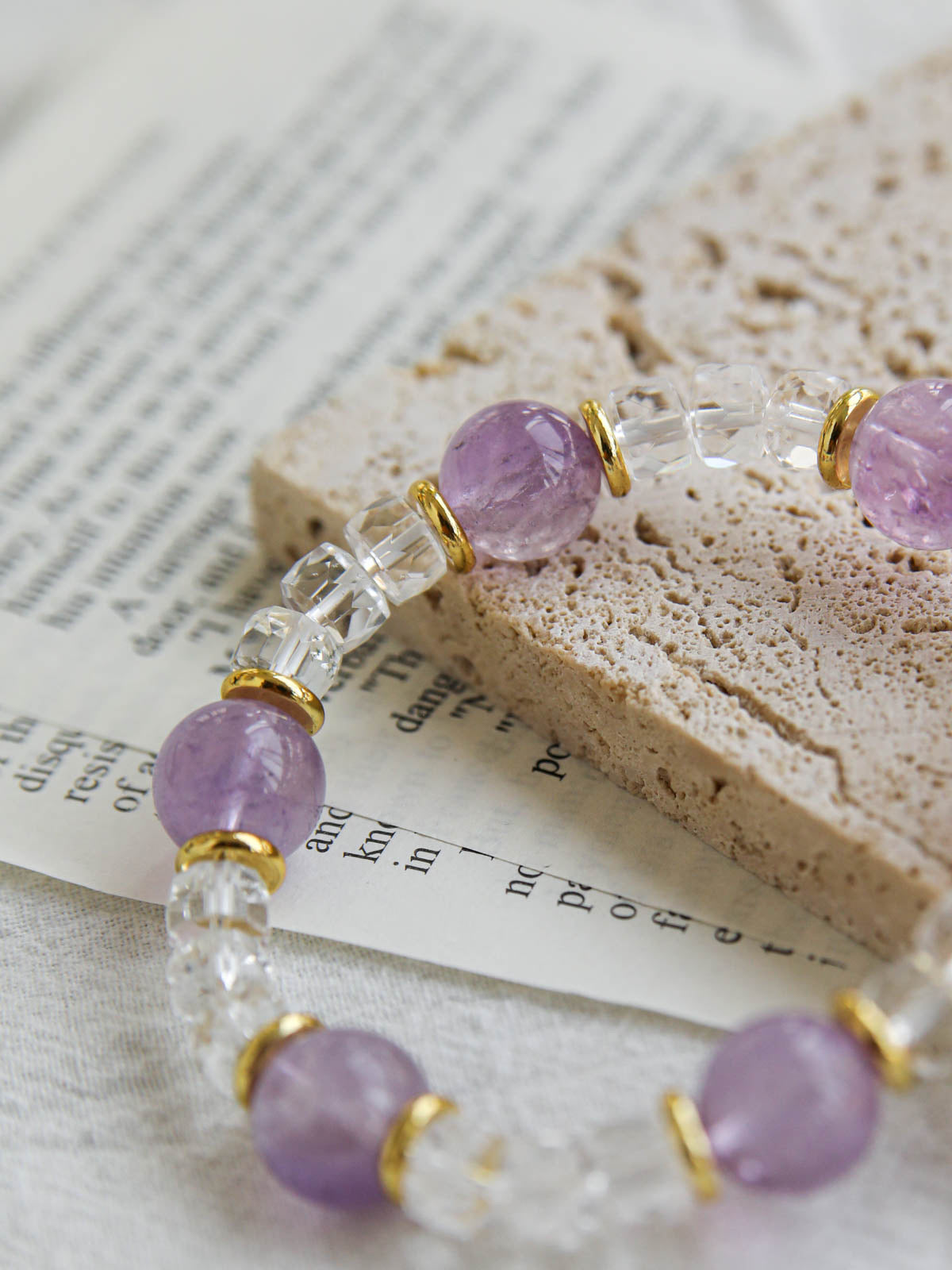 Amethyst & Clear Quartz Light Bracelet