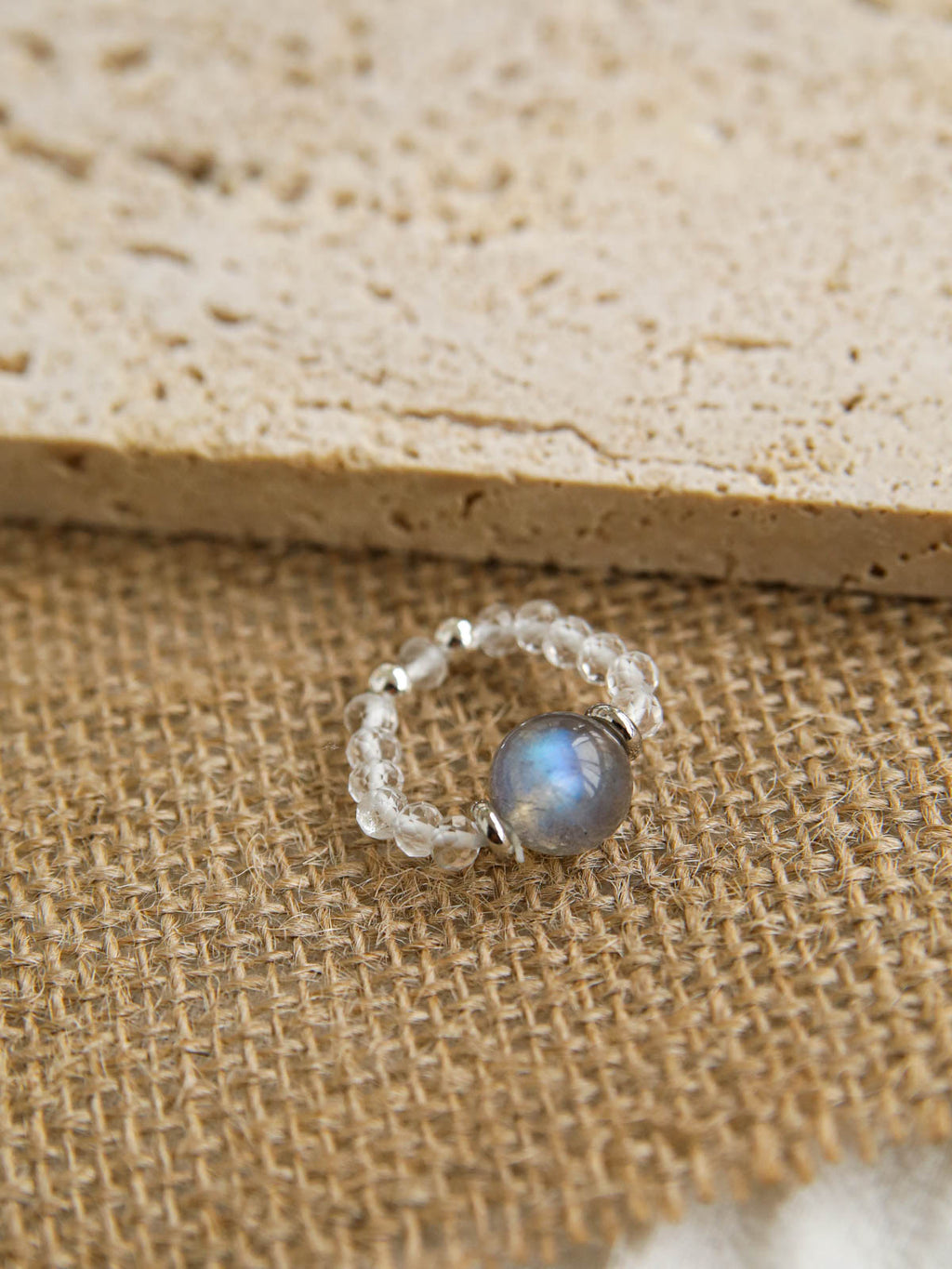 Halo Ring — Quartz with Moonstone or Amethyst