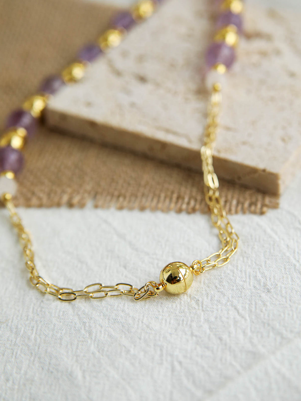 Soft Rhythm — Amethyst & Gold-Plated Necklace