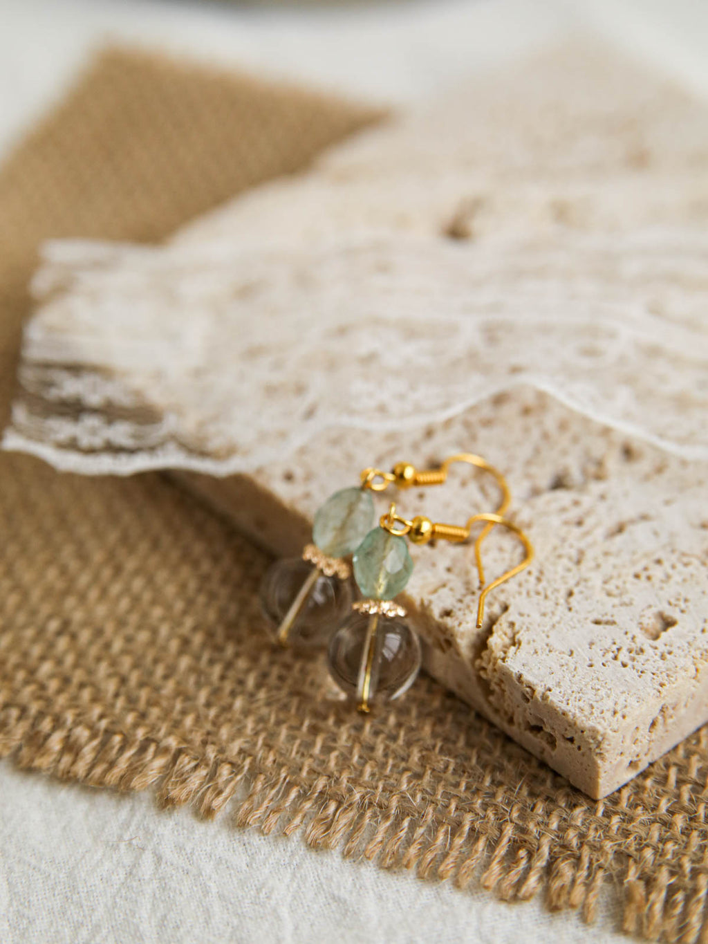 Crystal Drop Earrings – Green & Clear / Amethyst & Rose Quartz
