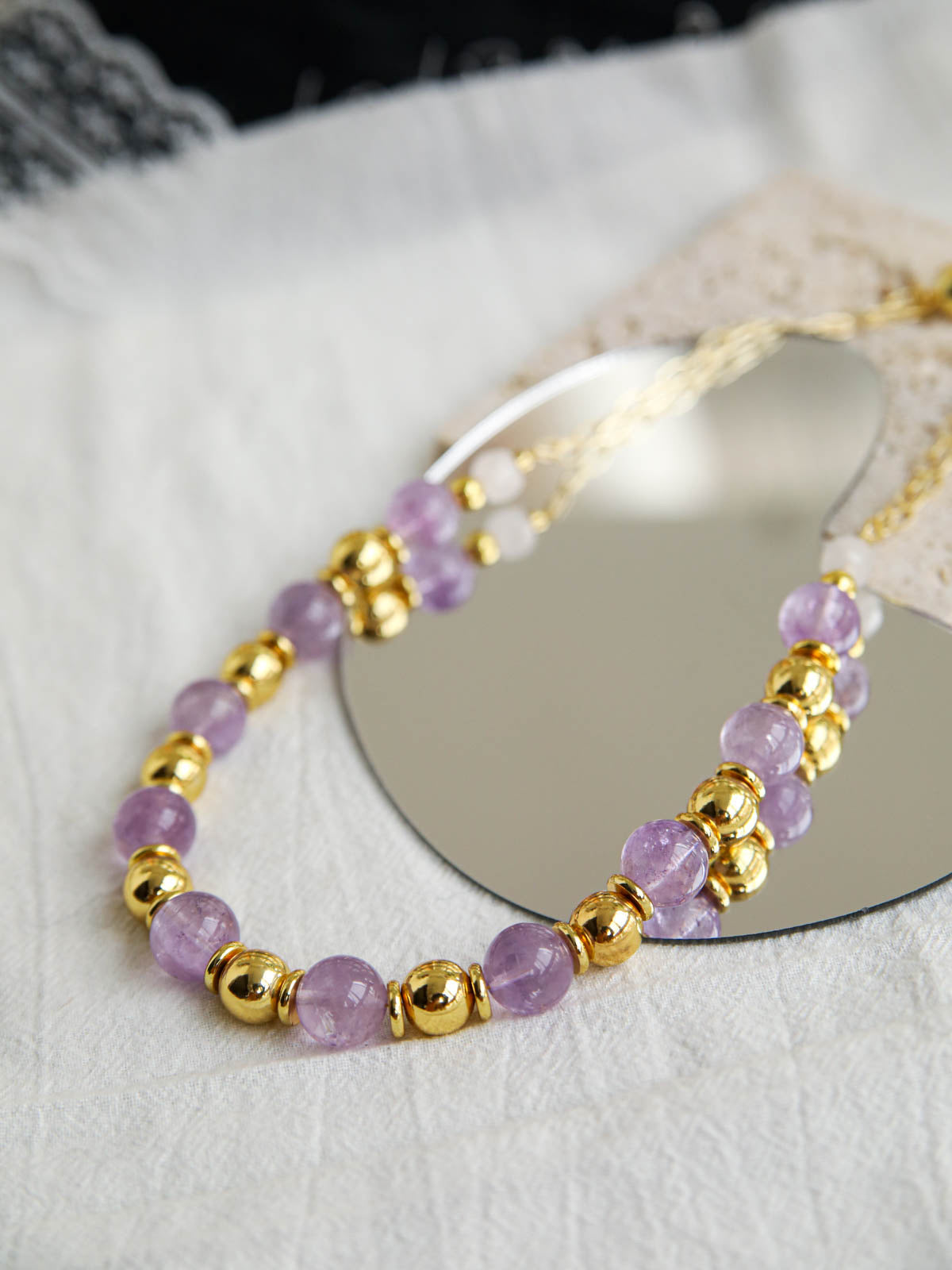 Soft Rhythm — Amethyst & Gold-Plated Necklace