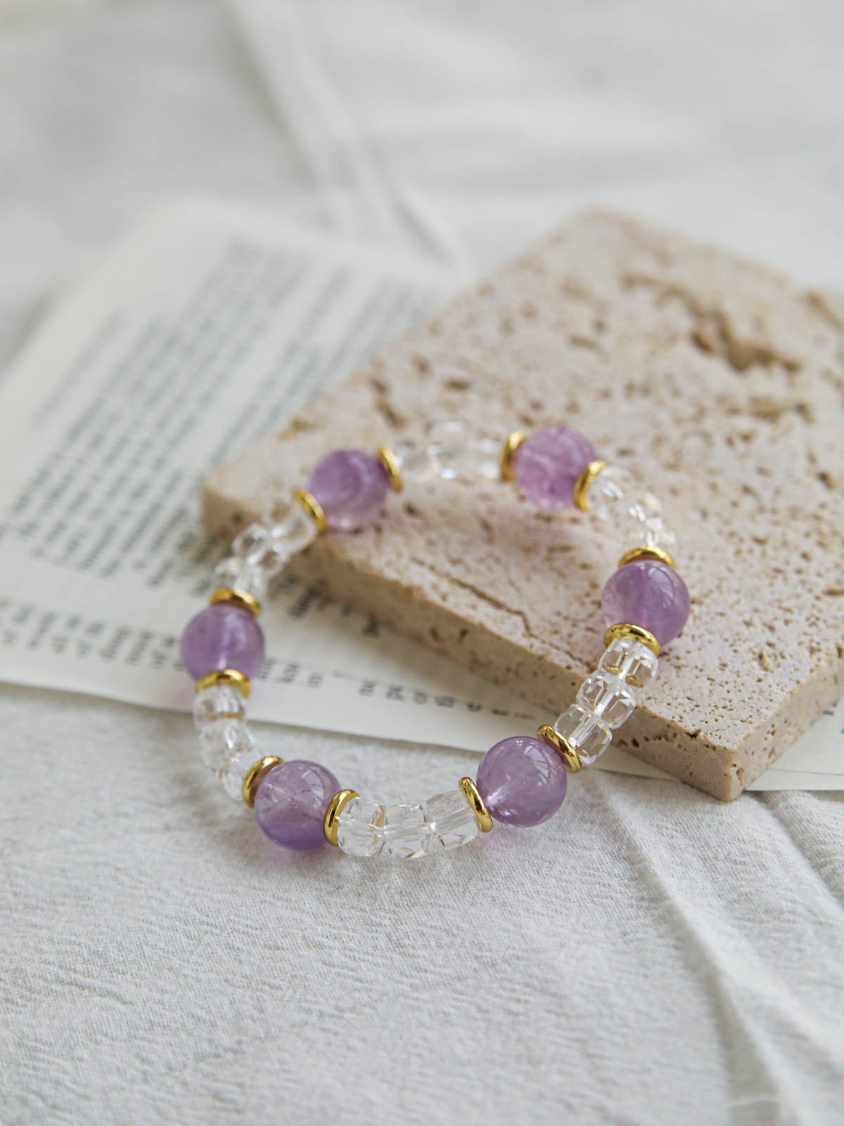 Amethyst & Clear Quartz Light Bracelet