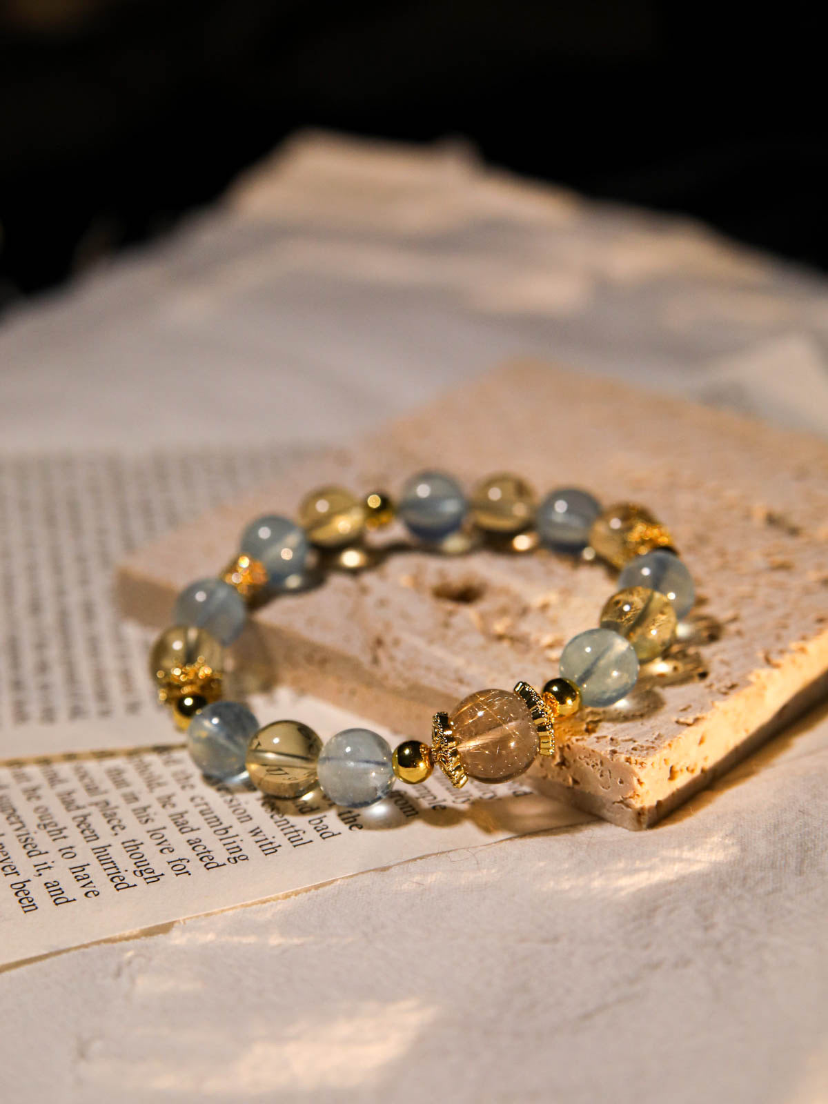 Solstice — Aquamarine, Citrine & Golden Rutilated Quartz Bracelet