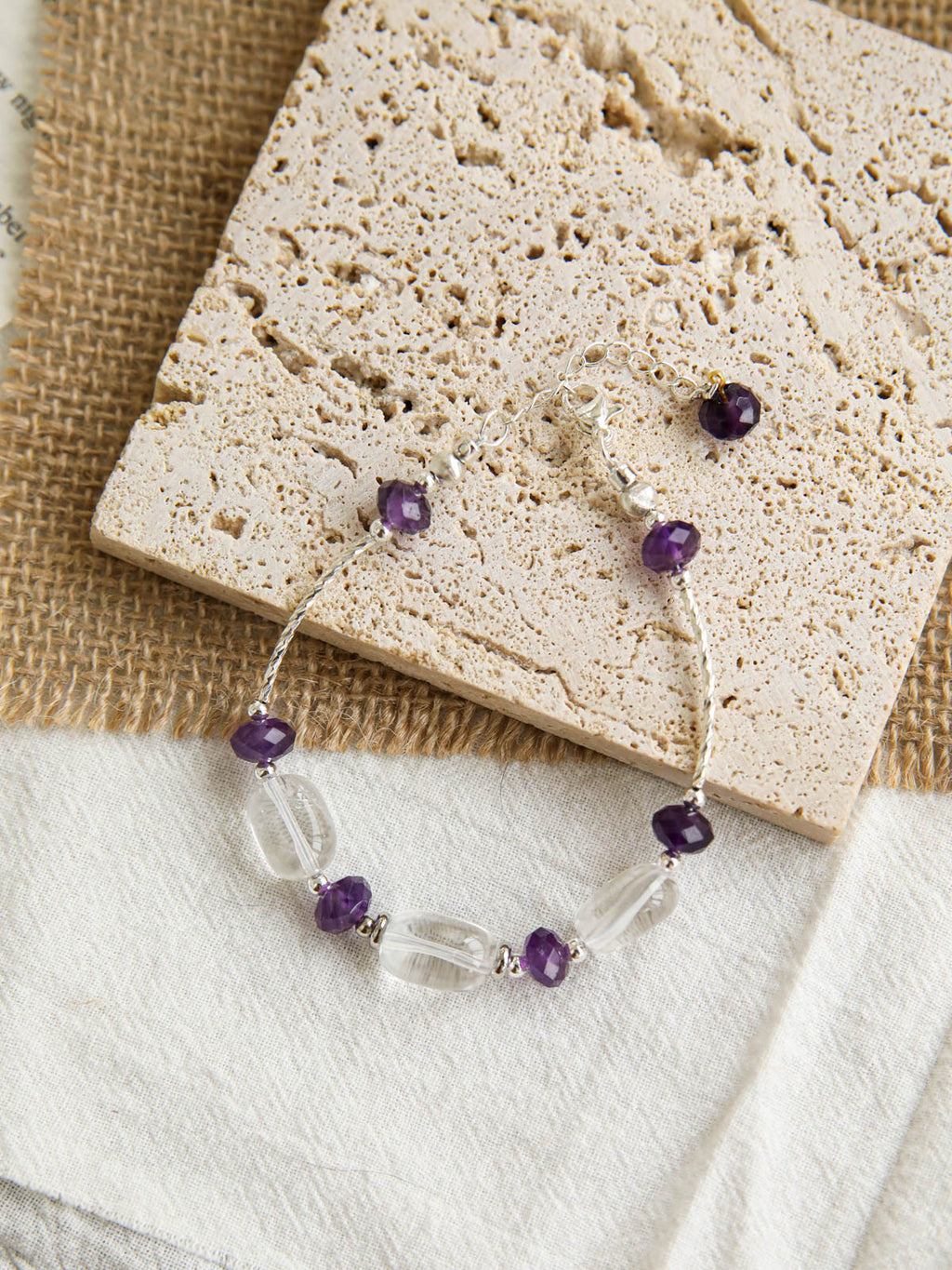 Amethyst & Clear Quartz Balance Bracelet