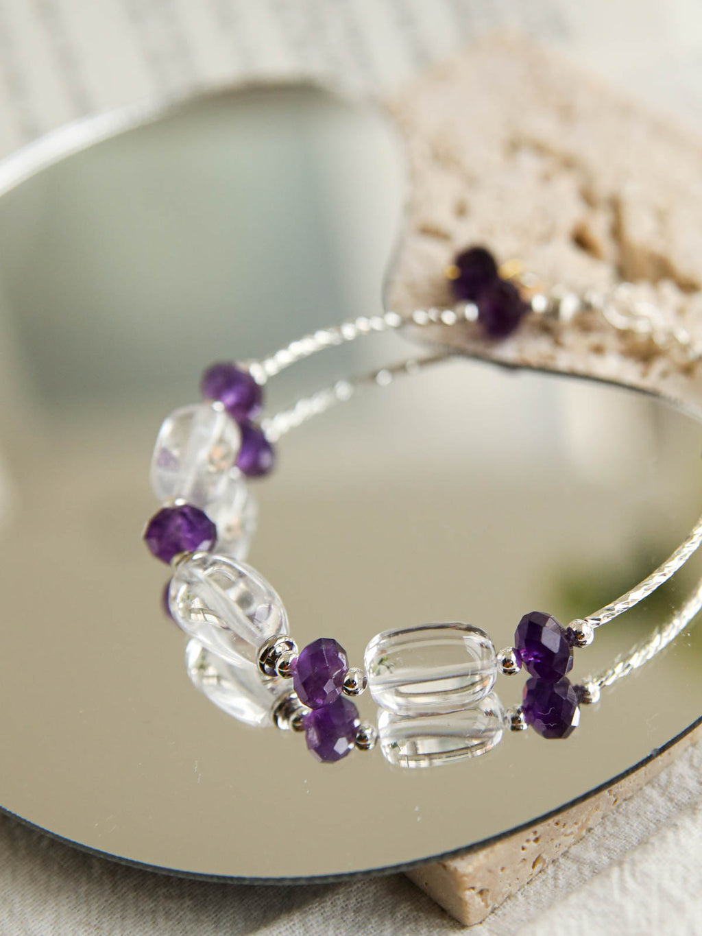 Amethyst & Clear Quartz Balance Bracelet