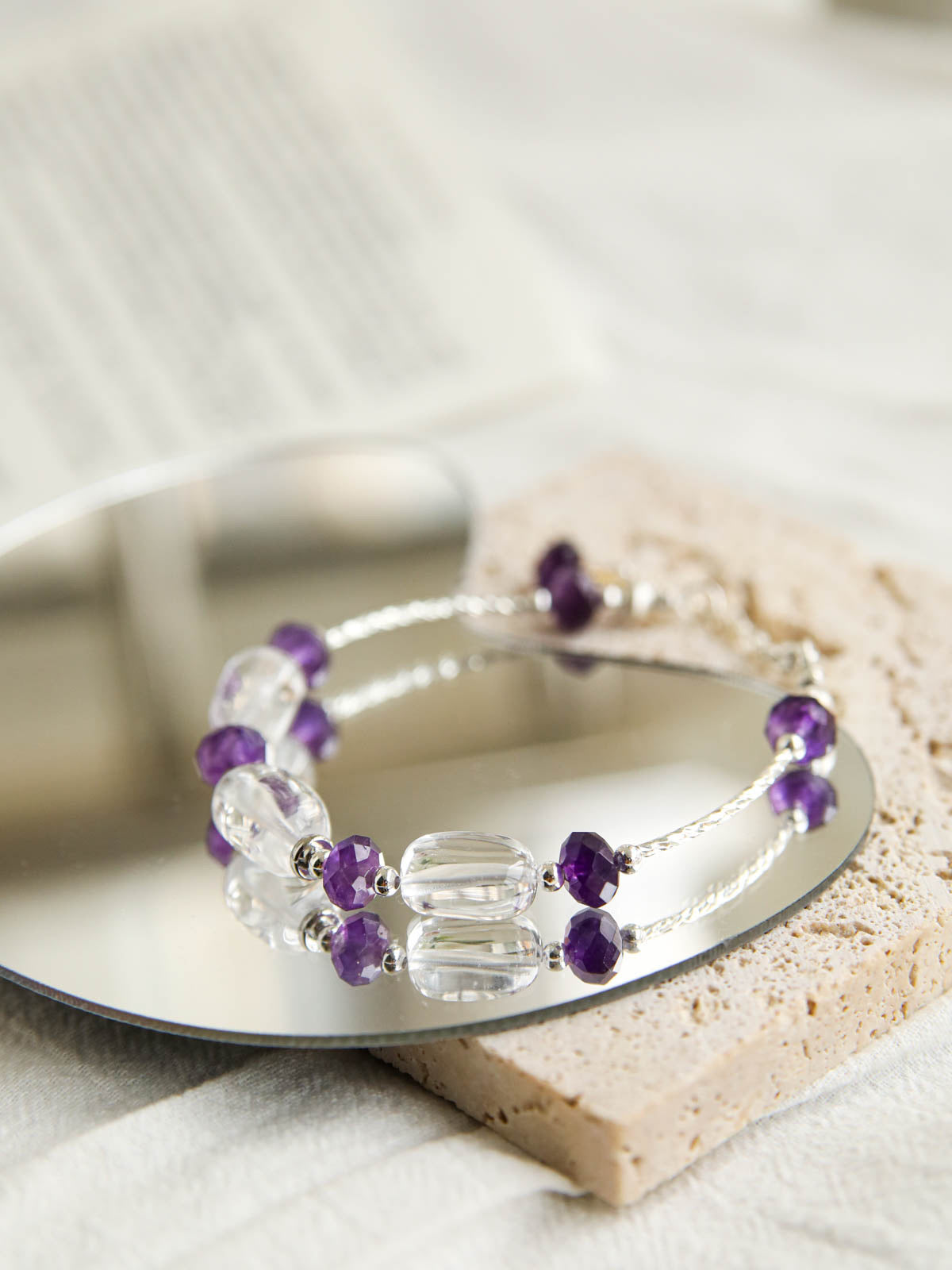 Amethyst & Clear Quartz Balance Bracelet