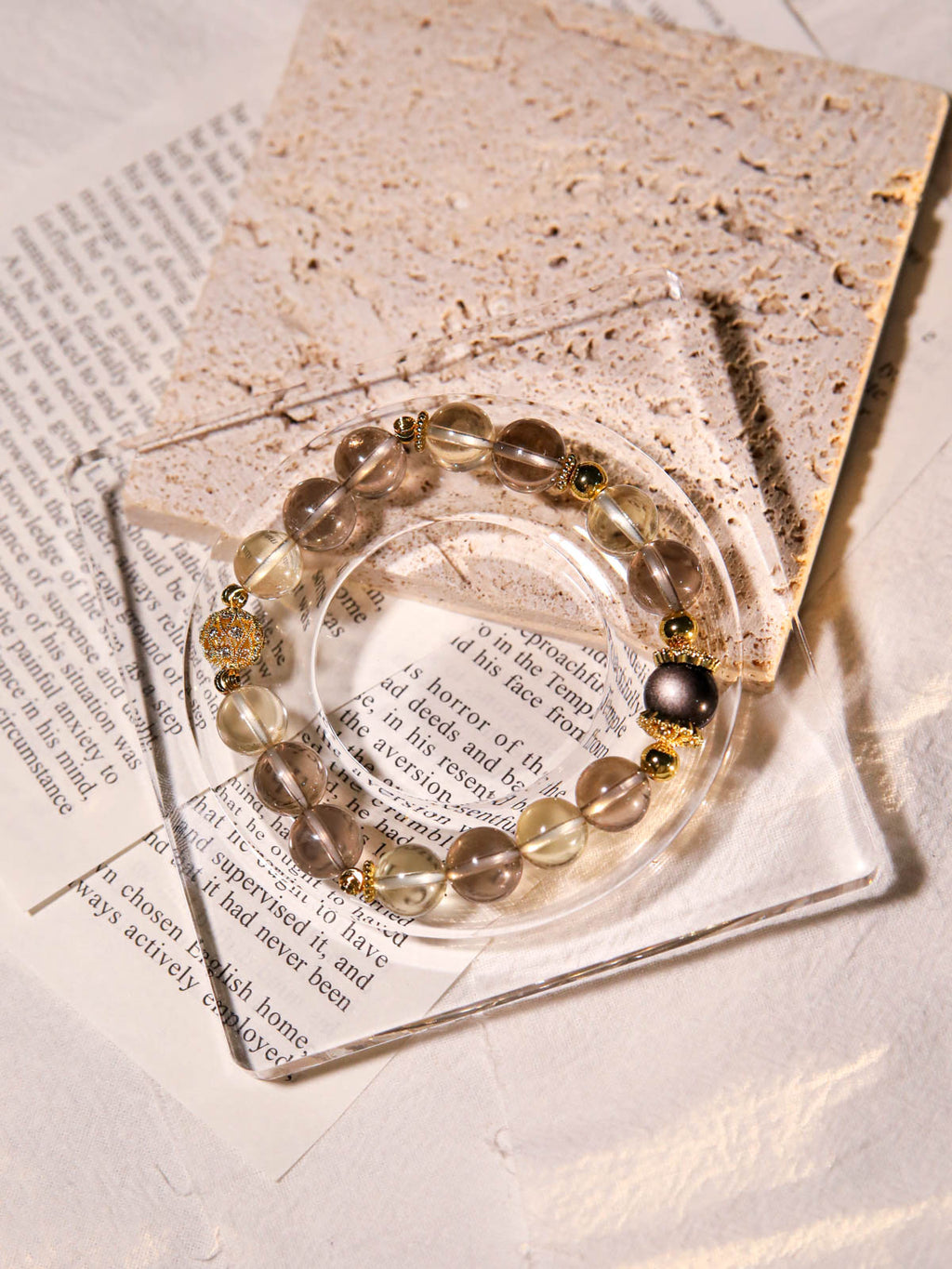 Smoky Quartz, Silver Obsidian & Citrine Bracelet