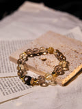 Smoky Quartz, Silver Obsidian & Citrine Bracelet