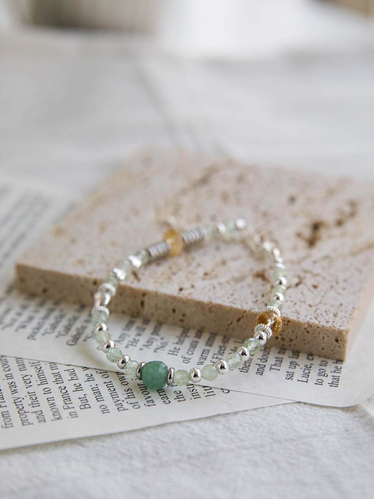 Green Quartz Bracelet with Citrine Accent