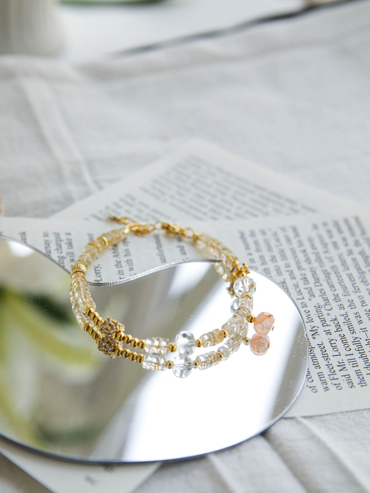 Citrine & Clear Quartz Layered Bead Bracelet